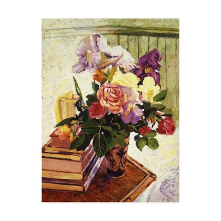 David Lloyd Glover 'Cut Iris And Roses' Canvas Art,35x47